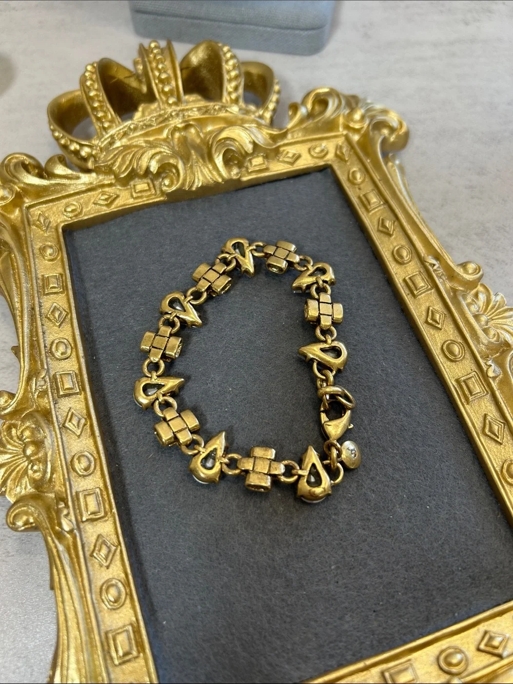 J. Crew Gold-Tone Bracelet with Clear Teardrop Crystals